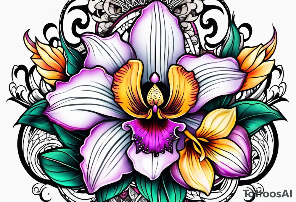 Hippie orchid tattoo idea