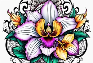 Hippie orchid tattoo idea