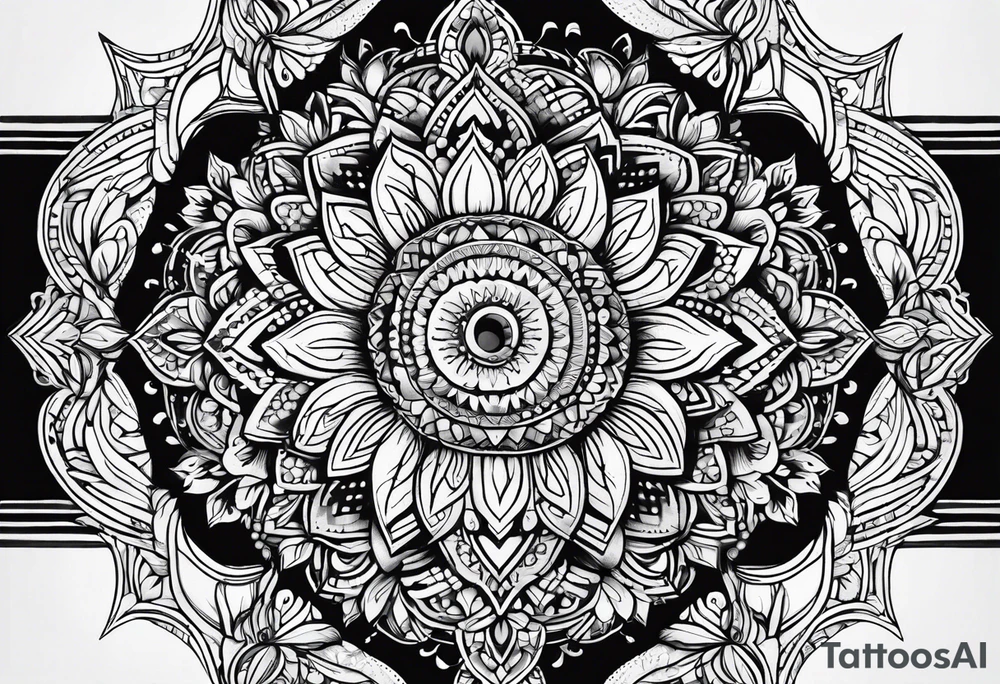 thin line spritual mandala tattoo idea