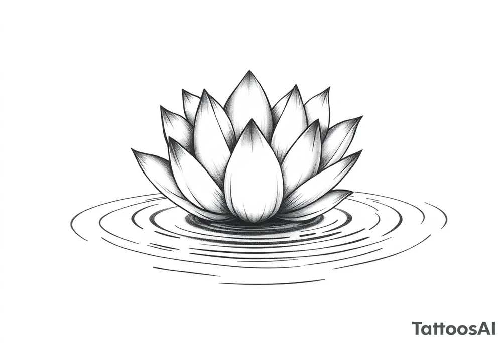 serene lotus flower emerging from sacred waters with ripples tattoo idea