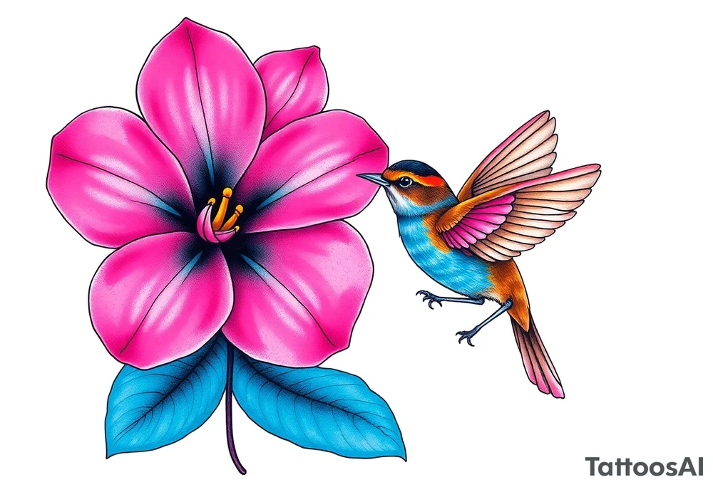 pink camelia flower
blue brown wren bird tattoo idea