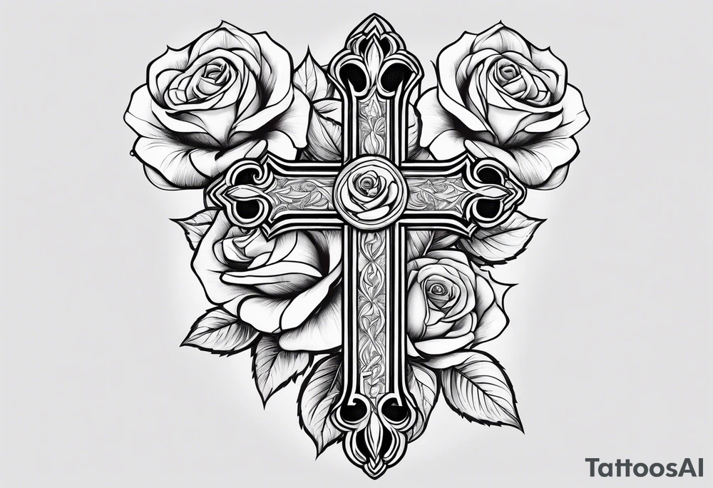 Cross with roses for the arm tattoo idea