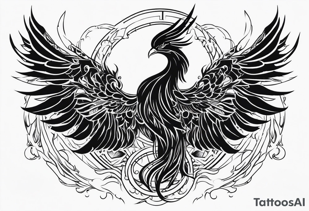 Heavy metal phoenix being reborn tattoo idea