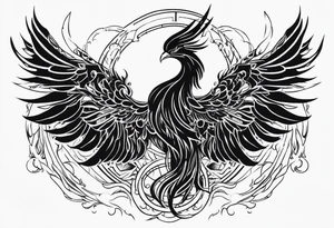 Heavy metal phoenix being reborn tattoo idea