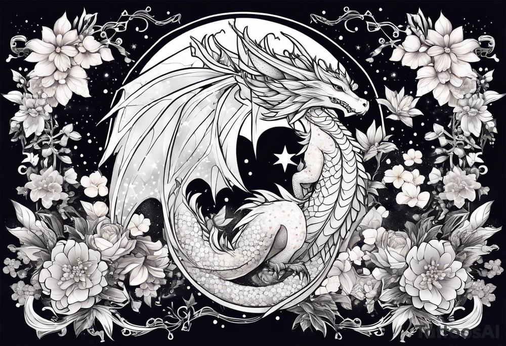 Constellation, wing , snow , cross , dragon female japan kawaii , flower tattoo idea