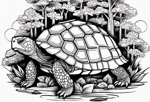 Tortoise with trees tattoo idea