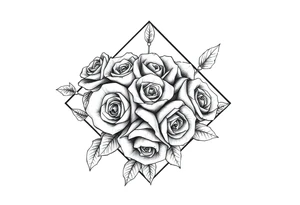 Small Roses with no leaves fully filling up the inside of an lateral elongated diamond shape tattoo idea