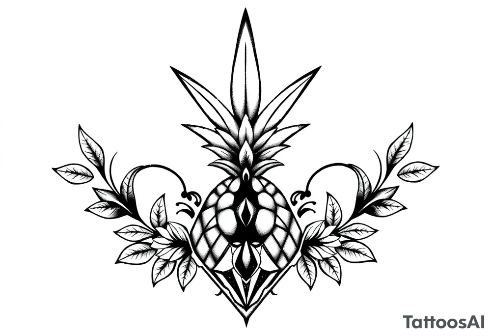 Pubic crown wide top pineapple 
 diamond vagina and anus tattoo idea