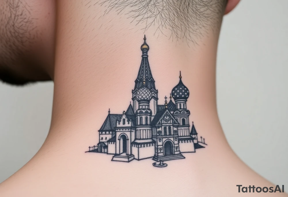 The Kremlin or St. Basil's Cathedral scene tattoo idea