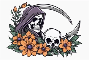 scythe grim reaper cute girlie nightshade flower tattoo idea