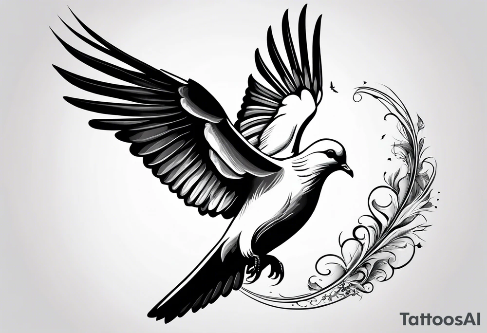 a dove flying to a sitting dove tattoo idea