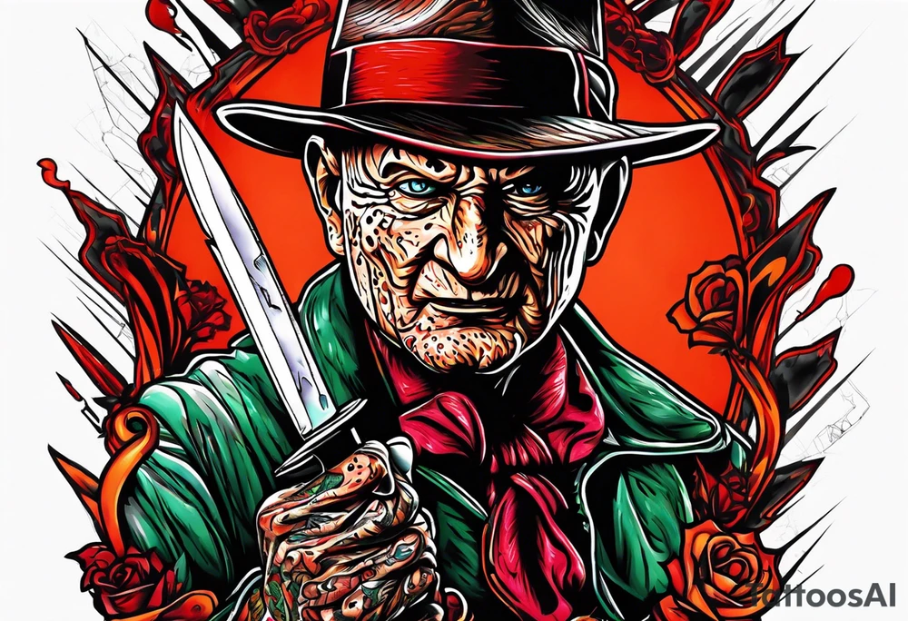Baby Freddy Krueger with his knife gloves on tattoo idea
