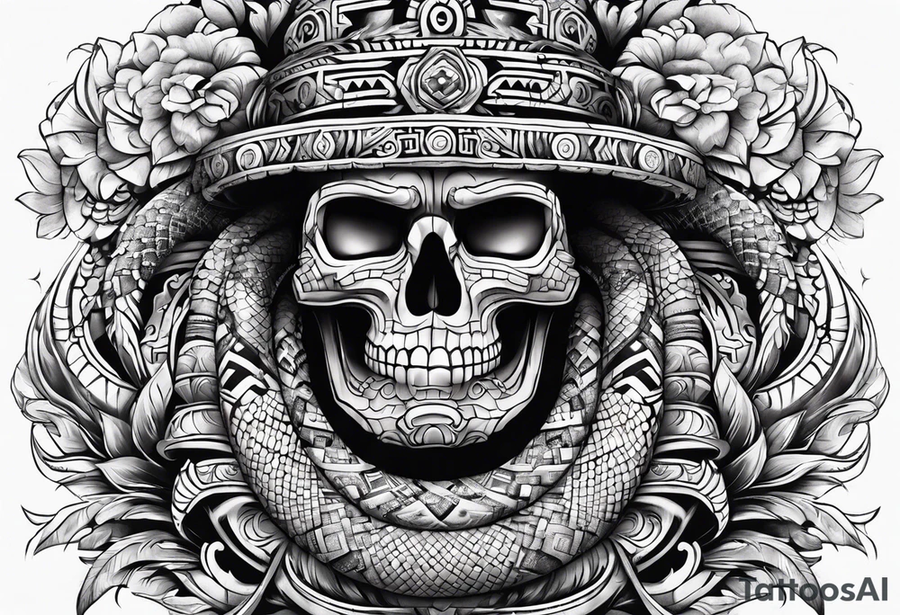 aztec snake sleeve tattoo idea