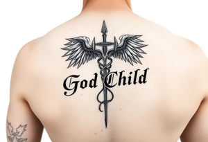 “God’s Child” going down forearm. tattoo idea