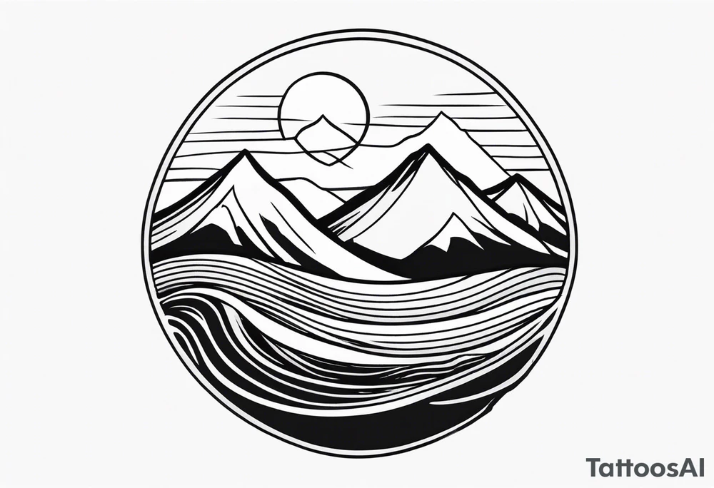 mountain and wave tattoo idea