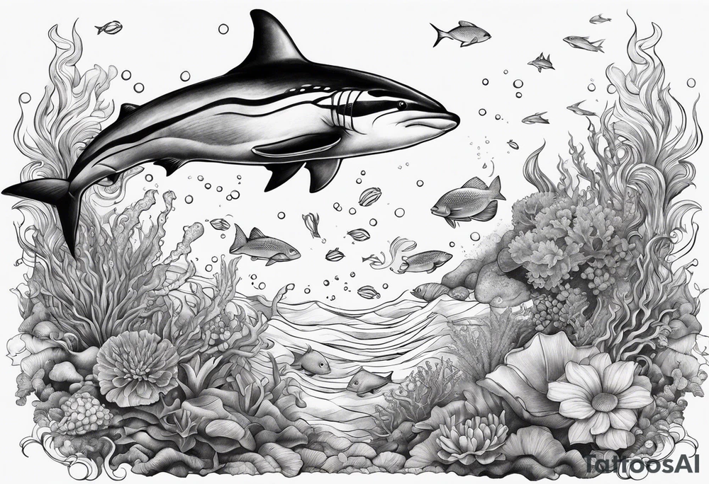 under water ocean scene tattoo idea