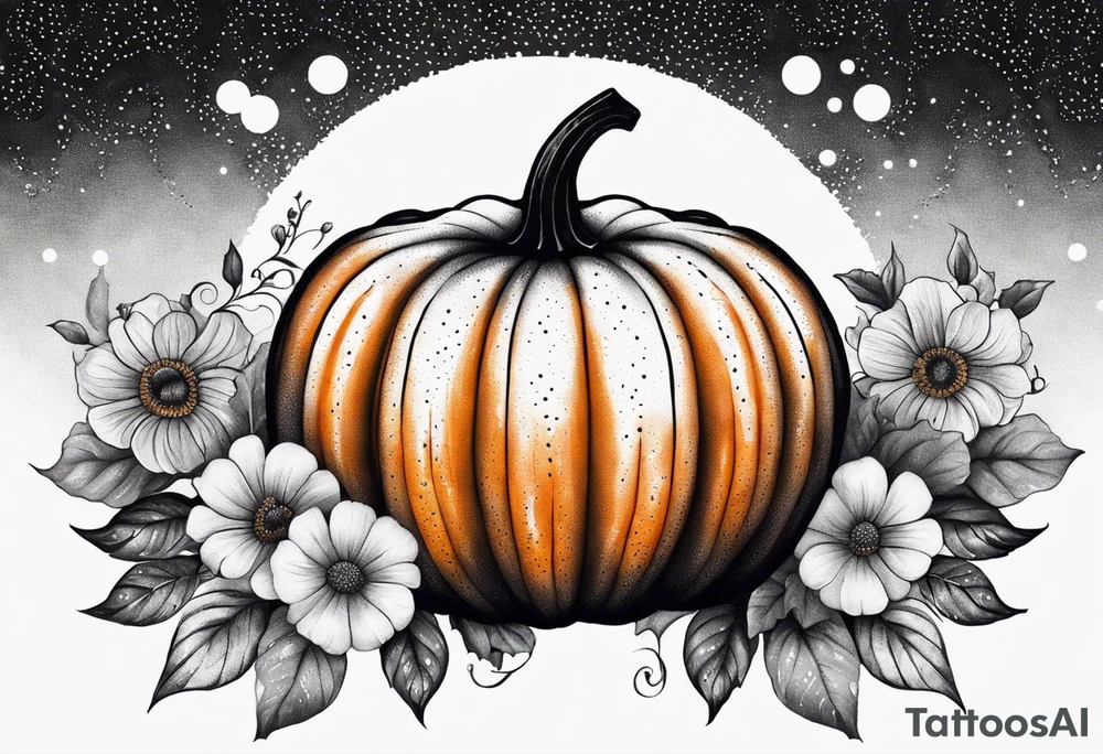 pumpkin with flowers tattoo idea