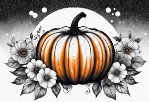 pumpkin with flowers tattoo idea