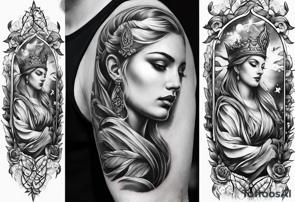 sleeve tattoo - four cardinal virtues of stoicism tattoo idea