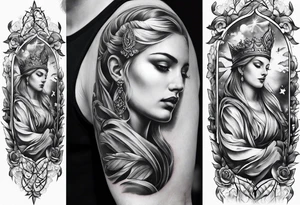 sleeve tattoo - four cardinal virtues of stoicism tattoo idea