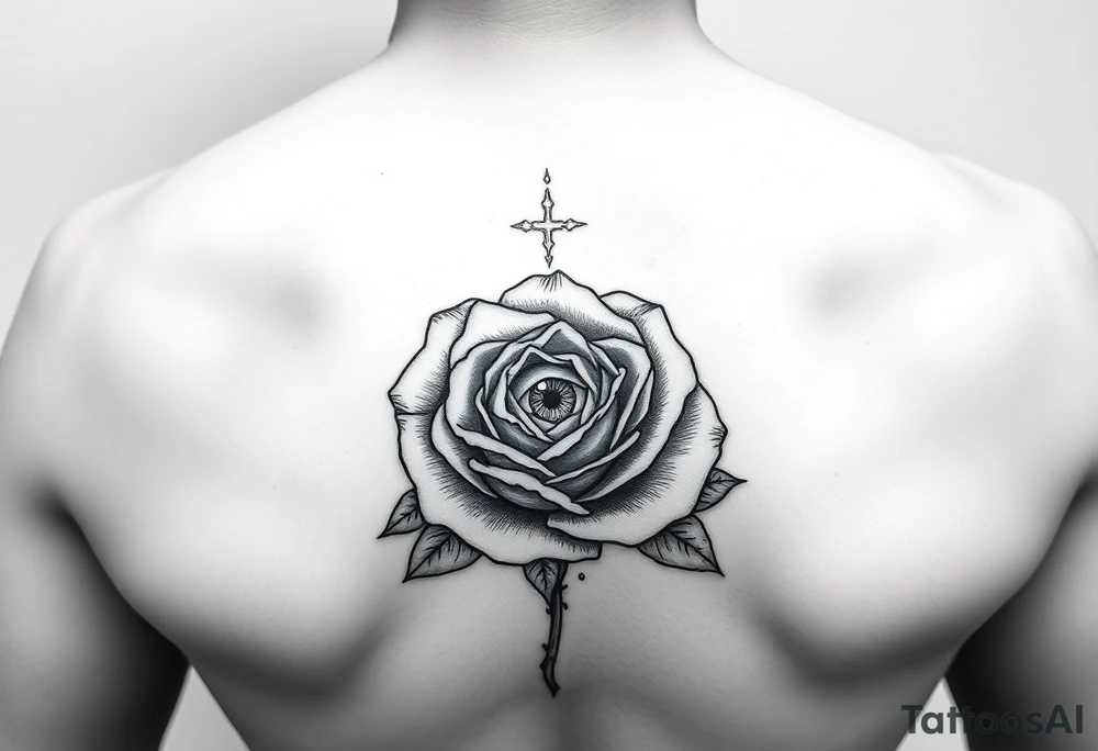Eye of Providence inside a rose tattoo tattoo idea