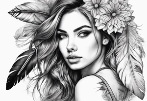 Girl with feather tattoo idea