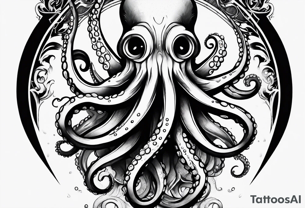 Octopus around lower leg tattoo idea