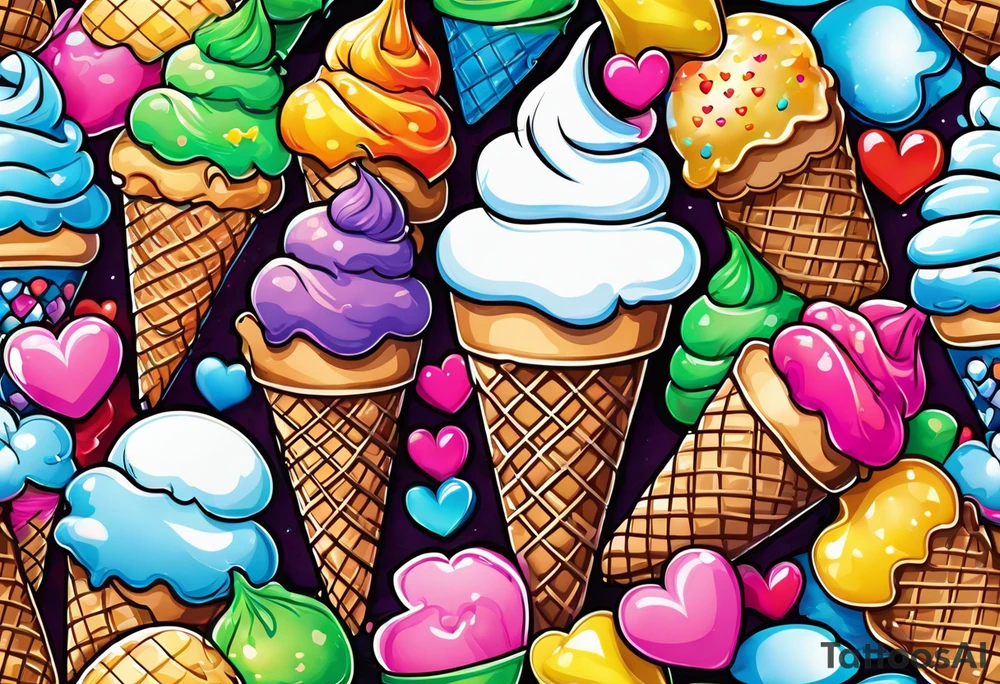 ice cream cone with small heart on it somewhere. tattoo idea