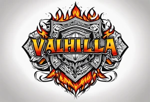 Valhalla on  fire shield tattoo idea
