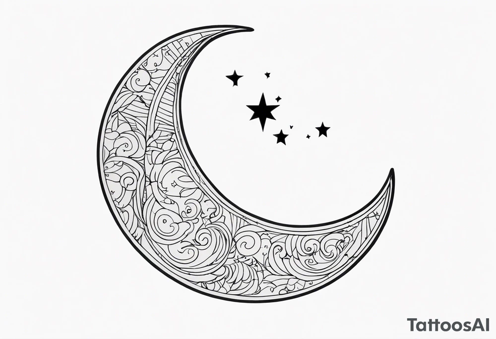 Crescent moon with a love heart inside tattoo idea