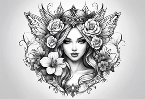 Full Fairy with flowers tattoo idea