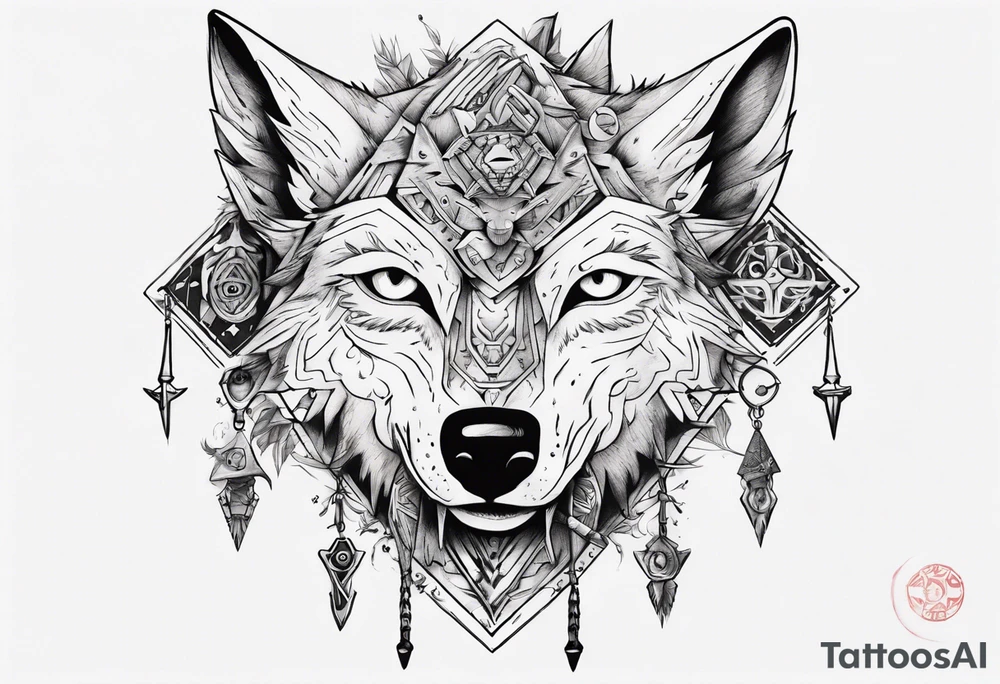 wolf head with zelda symbols mixed into the design tattoo idea wolf head with zelda symbols mixed into the design tattoo idea