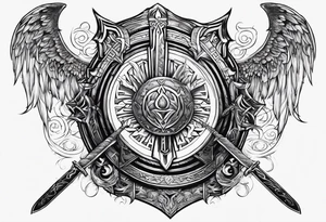 Valhalla shield fire sword tattoo idea
