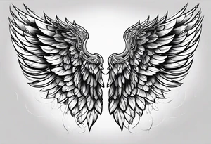 Angel wing with the numbers of 999 and lines tattoo idea