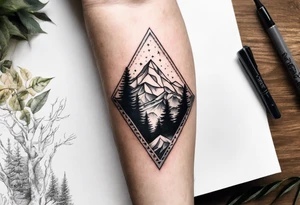 triangle shape trees mountain tattoo idea
