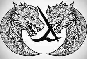 Valhalla sword shield dragon head tattoo idea