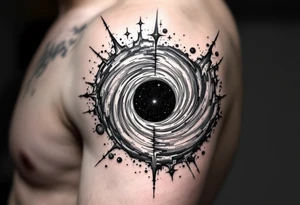 2 different universe's on each side of a black hole tattoo idea