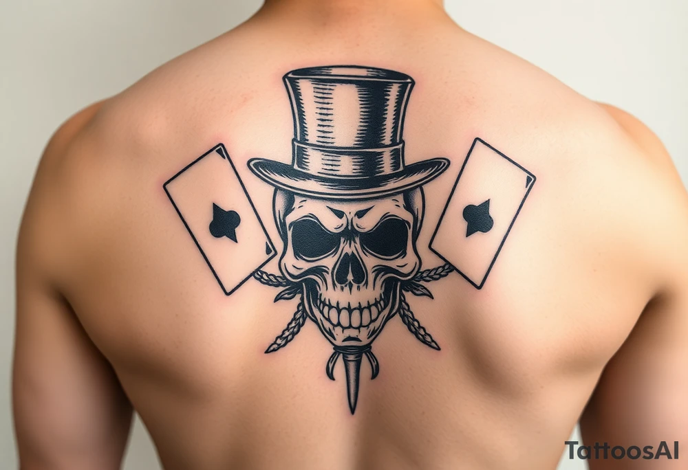 voodoo skull, top hat, ace cards, tattoo idea