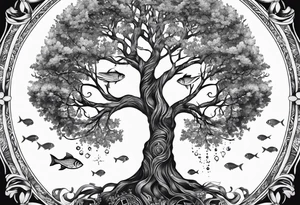 tree of life, pices fish, galaxy, cross tattoo idea