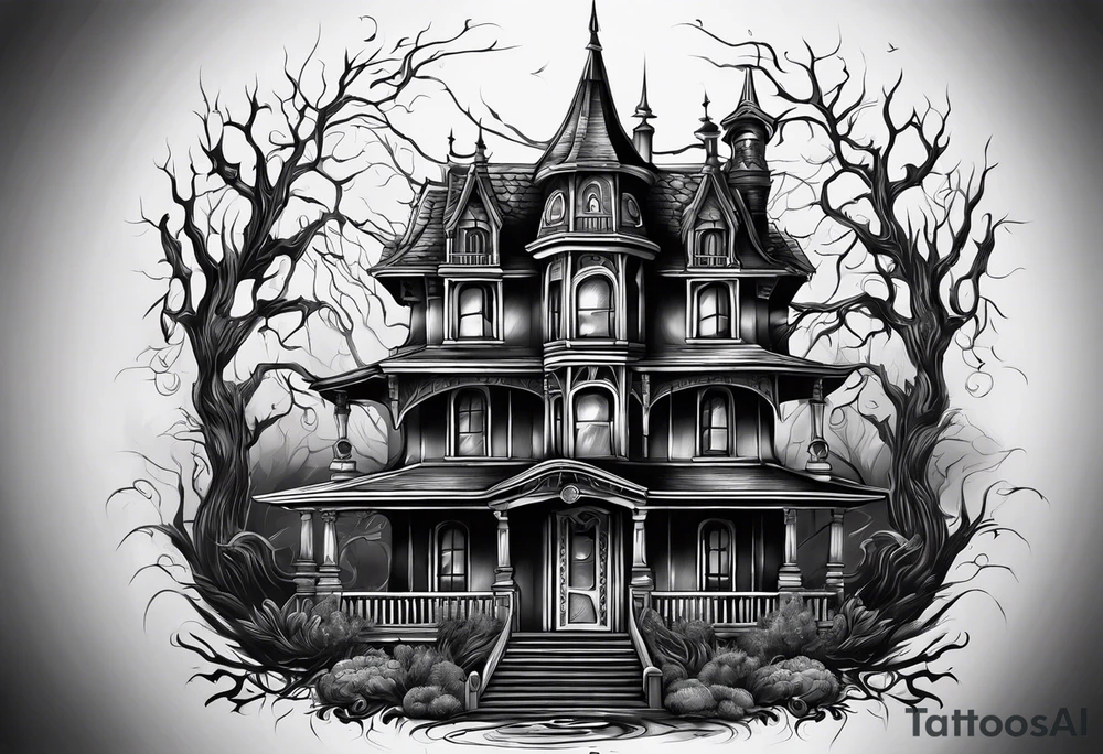 Creepy house spirit tattoo idea