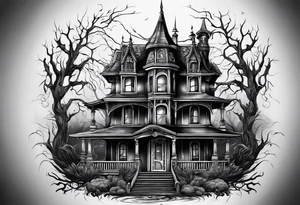 Creepy house spirit tattoo idea