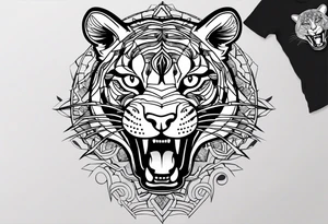 Puma em posição de ataque, agressivo, parte superior do corpo,  a ser utilizada em camiseta de escuderia f1 in schools tattoo idea