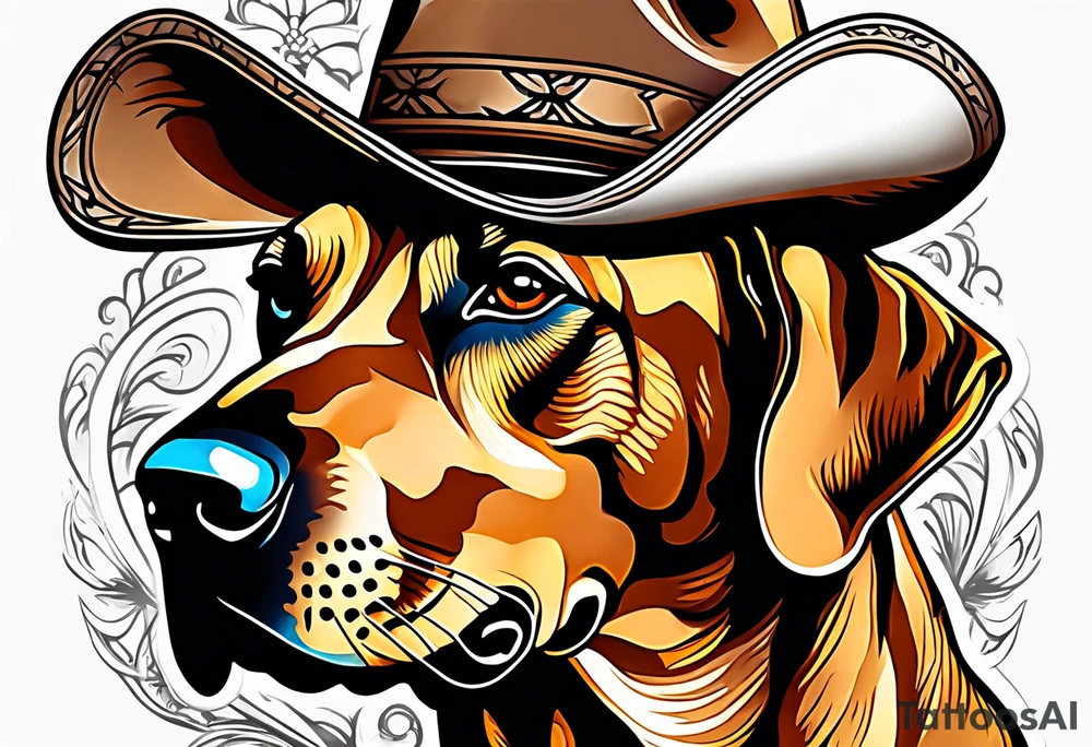 Rhodesian ridgeback with cowboy hat tattoo idea