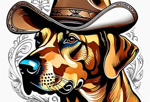 Rhodesian ridgeback with cowboy hat tattoo idea