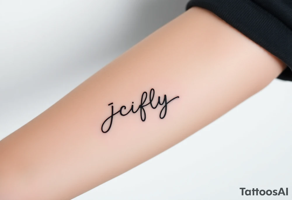 A small tattoo to go on my inner forearm with the cursive letters JCIFLY in an infinity symbol shape and a bit abstract tattoo idea