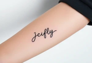 A small tattoo to go on my inner forearm with the cursive letters JCIFLY in an infinity symbol shape and a bit abstract tattoo idea