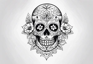 Day of dead skull with smoke around it tattoo idea