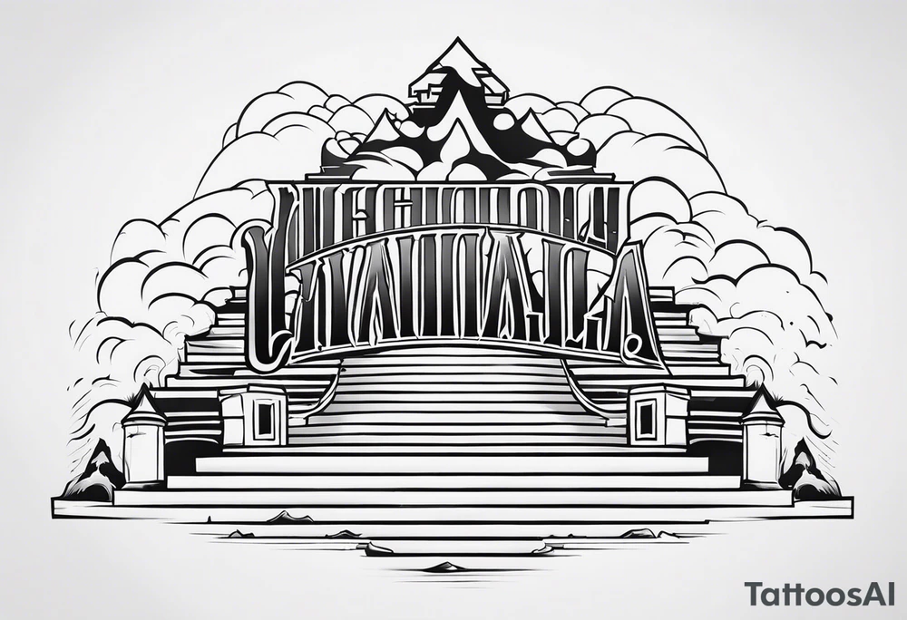 Valhalla fog stairs mist tattoo idea