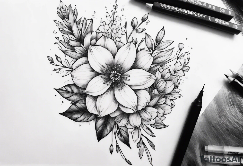 Tiny florals on shoulders tattoo idea