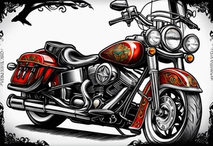 Traditional style incorporating world travel, Texas, Colorado and motorcycles tattoo idea